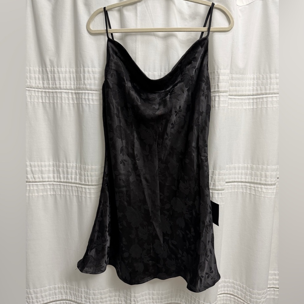 Lulu's Cowl Neck Black Slip Dress